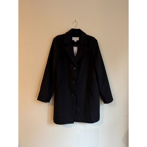 XL - Liz Claiborne Women’s Black Wool Blend Winter Coat Long Overcoat(NWT $220) - Picture 1 of 10
